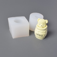 网红韩版泰迪熊蜂蜜罐硅胶模具巧克力烘焙蛋糕香薰蜡烛石膏滴胶
