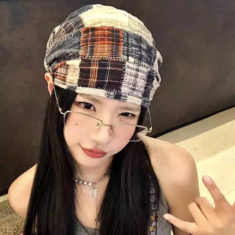 夏季复古美拉德做旧堆堆帽子女小众个性包头帽时髦百搭套头冷帽潮|undefined