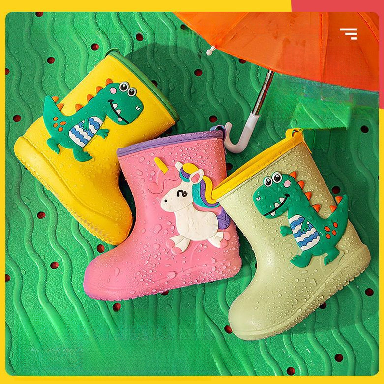 Children's Rain Boots, Water Shoes, Small and Medium-Sized Kidsren's Non-Slip 1-7 Years Old Suit, Girls' Baby Waterproof Shoes, Lightweight Boys' Cute Shoes