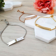 个性钛钢弯片手环手链女 情侣手镯手链可调节弯形长条手链diy刻字