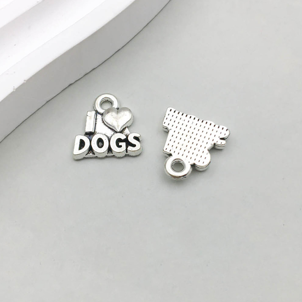 1 고대 실버 ILOVEDOGS 사랑 12*13mm-1.3g-15563