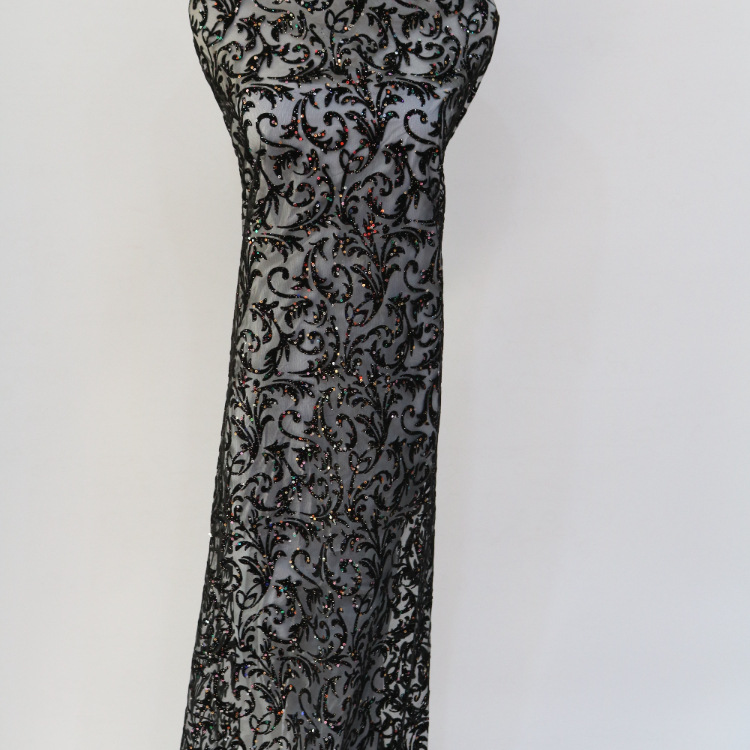 2024 nueva tela de malla primavera y verano tridimensional tela de malla de flojo de encaje rociado oro brillante tela de vestido de boda