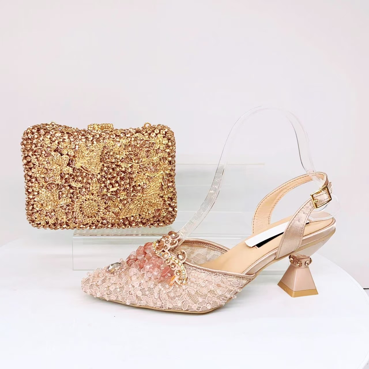 Diamond Encrusted Lace Pointed Toe Stiletto Sandals Italian Design Women's Shoes For Weddings Lady Footwear_voghion.com