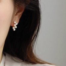 小葡萄珍珠耳钉925银针法式简约气质耳饰高级小众女日常百搭优雅
