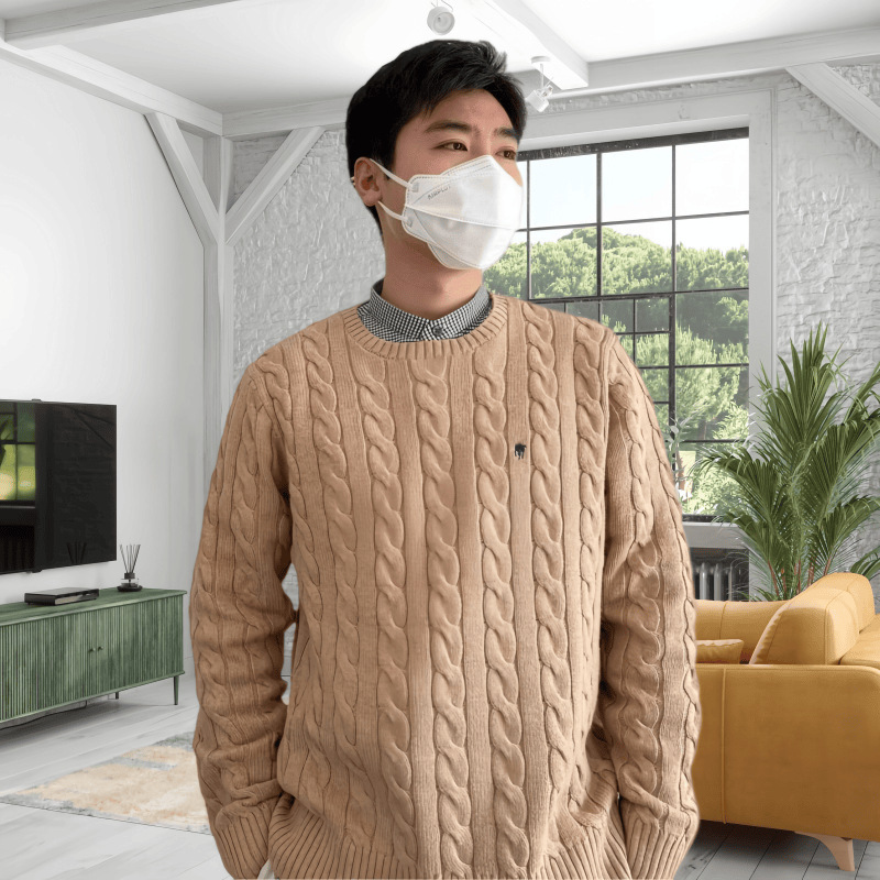Cross-Border Rl Large Size Classic Embroidered Logo Crew Neck Men's Spring, Autumn, and Winter Fashion Warm Cable Knit Couple's Thick Wool Sweater
