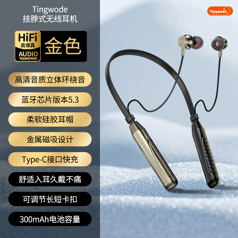 LY-13+hanging neck headphones+black+bag