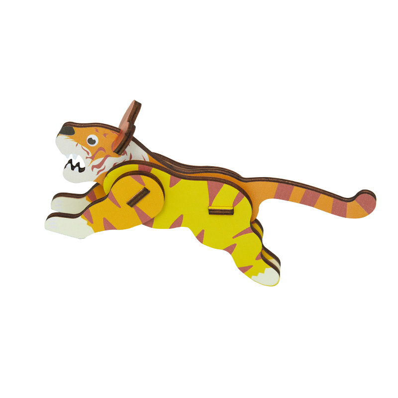 Venta al por mayor de madera 3D animal rompecabezas tridimensional bebé 2-3 años modelo animal educativo ensamblar bloques de construcción Juguetes