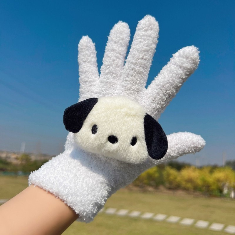 新しい漫画手袋ぬいぐるみ手袋サンゴフリース学生サイクリング指手袋女性冬暖かいニット冬|undefined