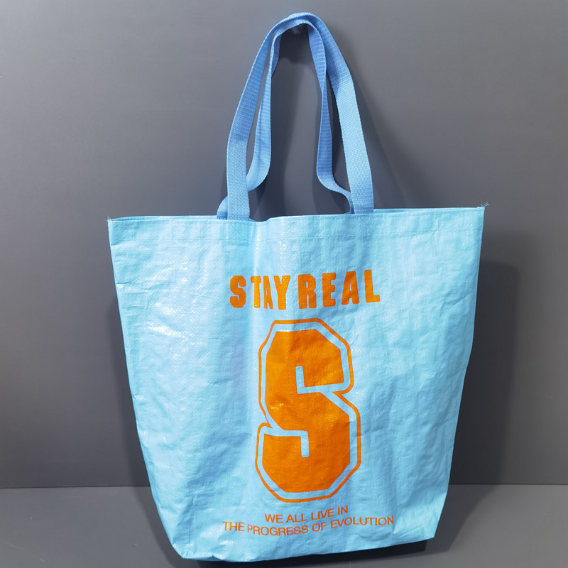 (Cross-border trading), big waterproof woven shopping bag one shoulder, custom-made, OEM
