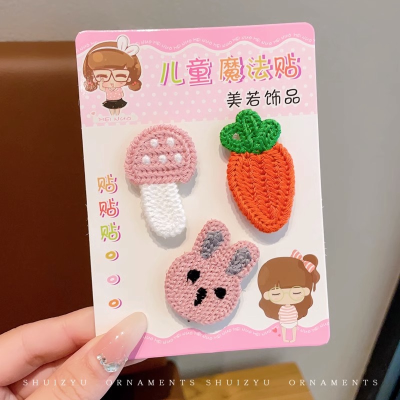 El pelo roto de las niñas artefacto de dibujos animados Velcro bebé de las niñas Linda horquilla sin costuras no duele el pelo flequillo accesorios para el cabello pegajoso