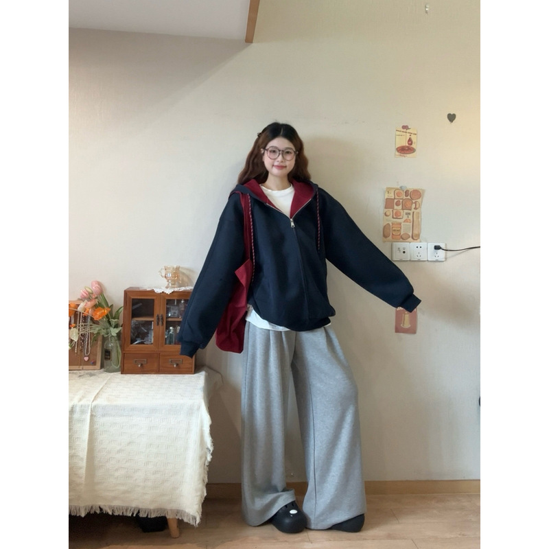 3633# 赫度 连帽卫衣外套秋季新款韩系chic慵懒风松弛感宽松开衫|undefined
