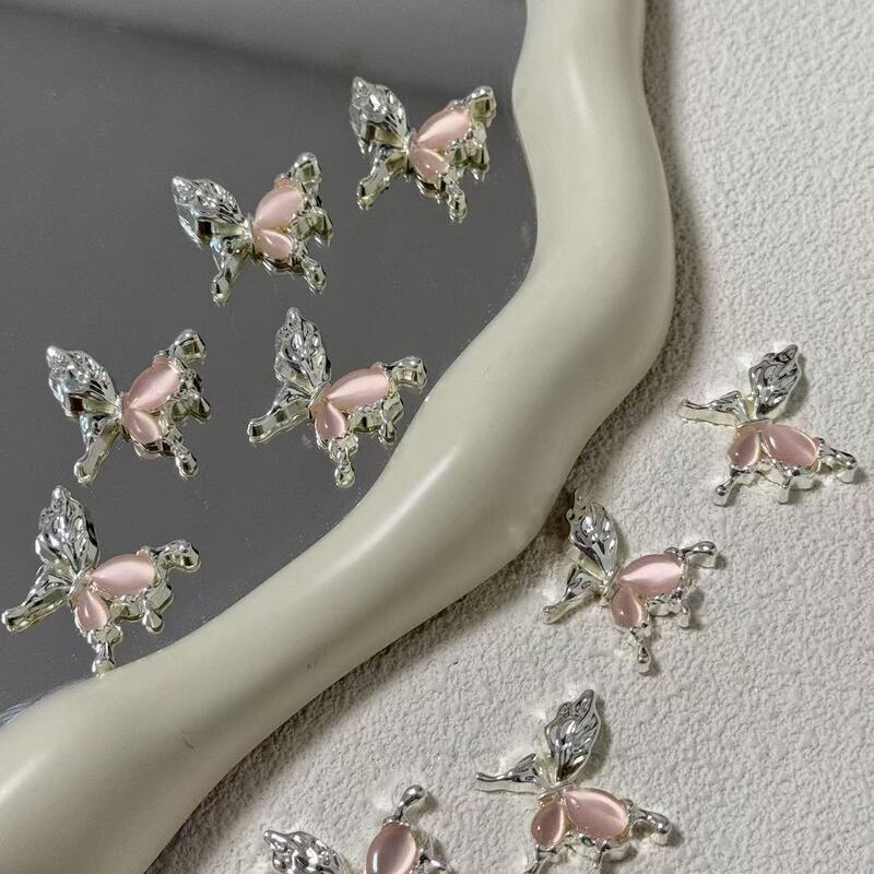 New High-End Luxury Alloy Half-Face Cat's Eye Stone Butterfly Card 25mm DIY Handmade Design Japanese-Style Material Earrings New High-End Luxury Alloy Half-Face Cat's Eye Stone Butterfly Card 25mm DIY Handmade Design Japanese-Style Material Earrings
