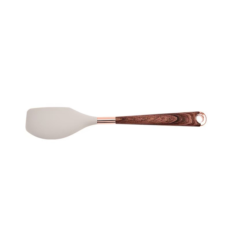 Nuevo conjunto de cocina de silicona transfronteriza 11 piezas de mango de madera chapado en oro no pegajoso de silicona 10 piezas en stock