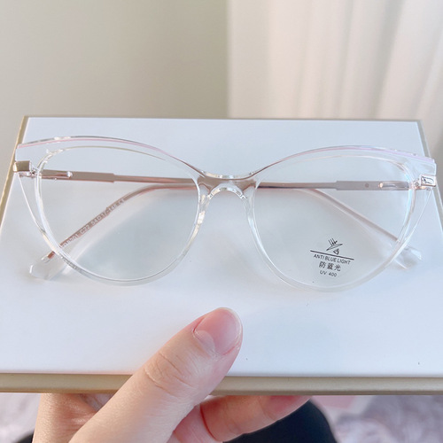 TR8201 fashionable export cat-eye frame glasses can be matched with myopia cross-border anti-blue light flat butterfly glasses frame