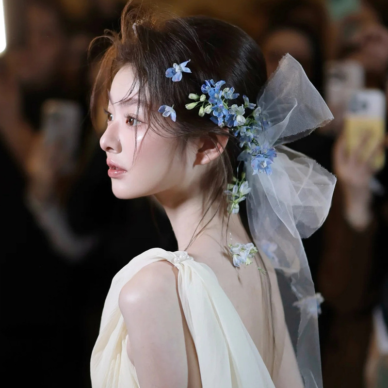新しいスタイルの小さな新鮮な花の頭飾り、フォレストスタイルのガーランド、高級感と気質、花嫁のドレッシングガウン、花の形、旅行の写真撮影の雰囲気|undefined