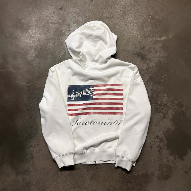 Amazon 2026 Autumn and Winter Men's and Women's Printed Hooded Zipper Personalized Cardigan Sweatshirt Washed Loose Jeans