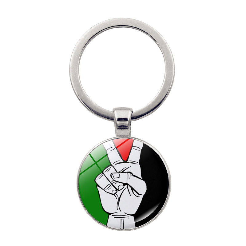 Llavero colgante de cristal de la bandera palestina Palestina anti-guerra paz colgante llavero