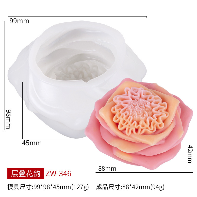 文信 玫瑰花蜡烛硅胶模具DIY花卉香薰手工石膏拓香石模具源头工厂|undefined
