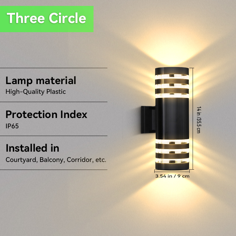 Lámpara de pared impermeable para exteriores de doble cabezal E27, iluminación ascendente y descendente de plástico, luz frontal para puerta de pasillo, luz LED colgante de pared para patio.