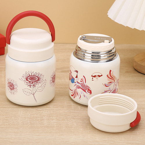 New Style National Trend 316 Stainless Steel Portable Vacuum Insulated Cup with Foldable Spoon for Bird's Nest and Tremella