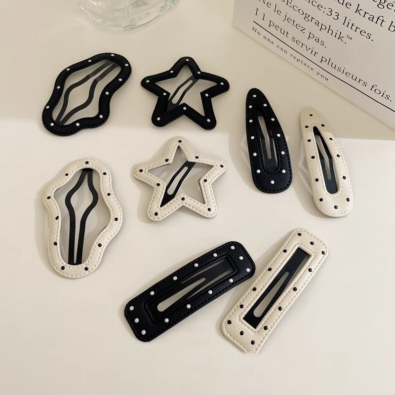 Temperamento lunares estrella nube horquilla clip lateral frente femenina flequillo lateral clip tocado parte posterior de la cabeza clip bb de cabello roto