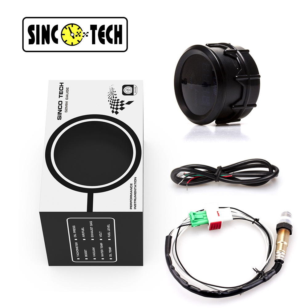2-Inch 52mm Light Mirror Digital Led Blue Light Air-Fuel Ratio Meter 12V Car Modification Instrument with Oxygen Sensor