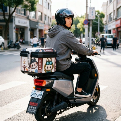 Large-capacity electric scooter tail box, specifically designed – Motorcycle trunk - 48l-lab-grey-standard-model-base-installation-kit