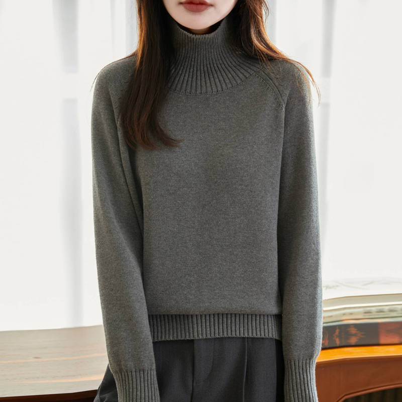 100% Pure Cotton Knitted Sweater for Women, 2026 Autumn and Winter New Style, Loose Fit, Thickened, Warm Base Layer, High-Neck Sweater 100% Pure Cotton Knitted Sweater for Women, 2026 Autumn and Winter New Style, Loose Fit, Thickened, Warm Base Layer, High-Neck Sweater