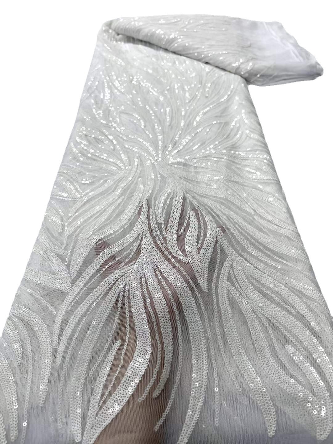 Posicionamiento bordado de lentejuelas no elástico encaje de malla transparente europeo y americano trailing vestido de novia vestido de noche tela lentejuelas encaje