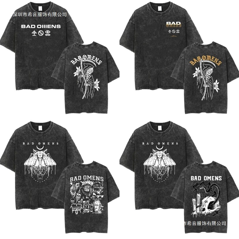 Streetwear Bad Omens Band Music Tour 2026 Washed T-Shirt Vintage 90S Unisex Clothing Y2K Hip Hop