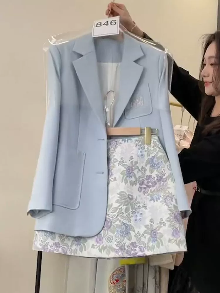 Мини-юбка, комплект, костюм, интернет-знаменитость, стиль Chanel, floral принт