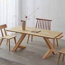 日式侘寂风原木白蜡木餐桌 实木家用饭桌桌椅组合民宿长方形餐桌