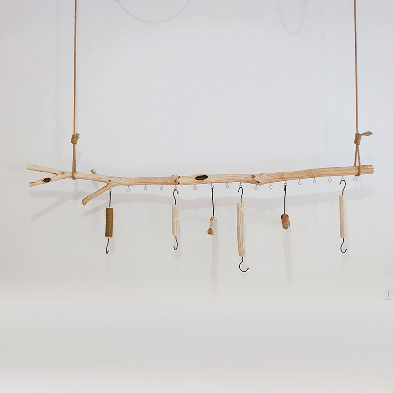 Peeling log dried branches men's and women's clothing store clothes pole hanger with hook buckle stick ceiling hanging side hanging rod Peeling log dried branches men's and women's clothing store clothes pole hanger with hook buckle stick ceiling hanging side hanging rod