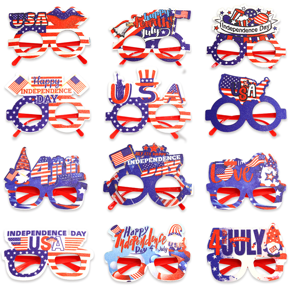 Nuevos gafas de fiesta del Día de la Independencia de los Estados Unidos, gafas de fiesta del Día de los Veteranos, joyas de vestir, marcos de gafas de bandera de los Estados Unidos
