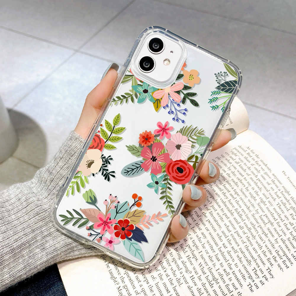 Apple, свежий совместимый чехол для телефона, iPhone13 Pro, прозрачный гибкий тыль, цветы, iphone, оптом