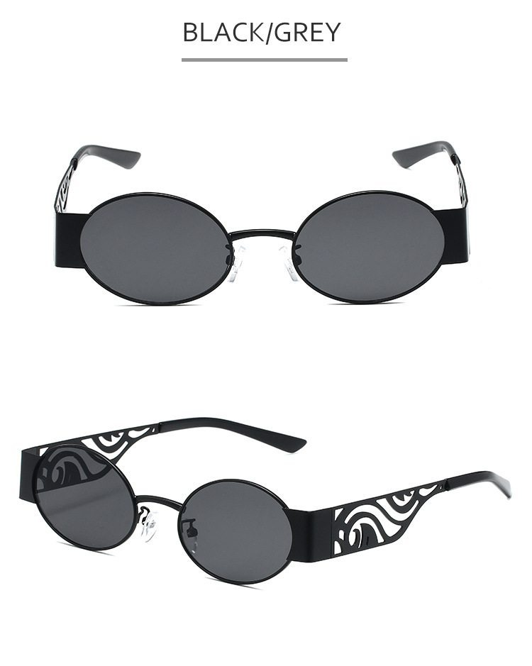Neue Retro-Mode Punk runden Rahmen Sonnenbrille Metall hohlen Gläsern Beine Sonnenbrille grenzüberschreitende Brille Männer und Frauen trendy cool_voghion.com