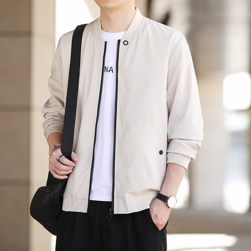 Spring and Autumn Leisure Jacket Men's Baseball Collar Outerwear Sports Versatile Middle-aged and Young Adults Top Clothing Trendy