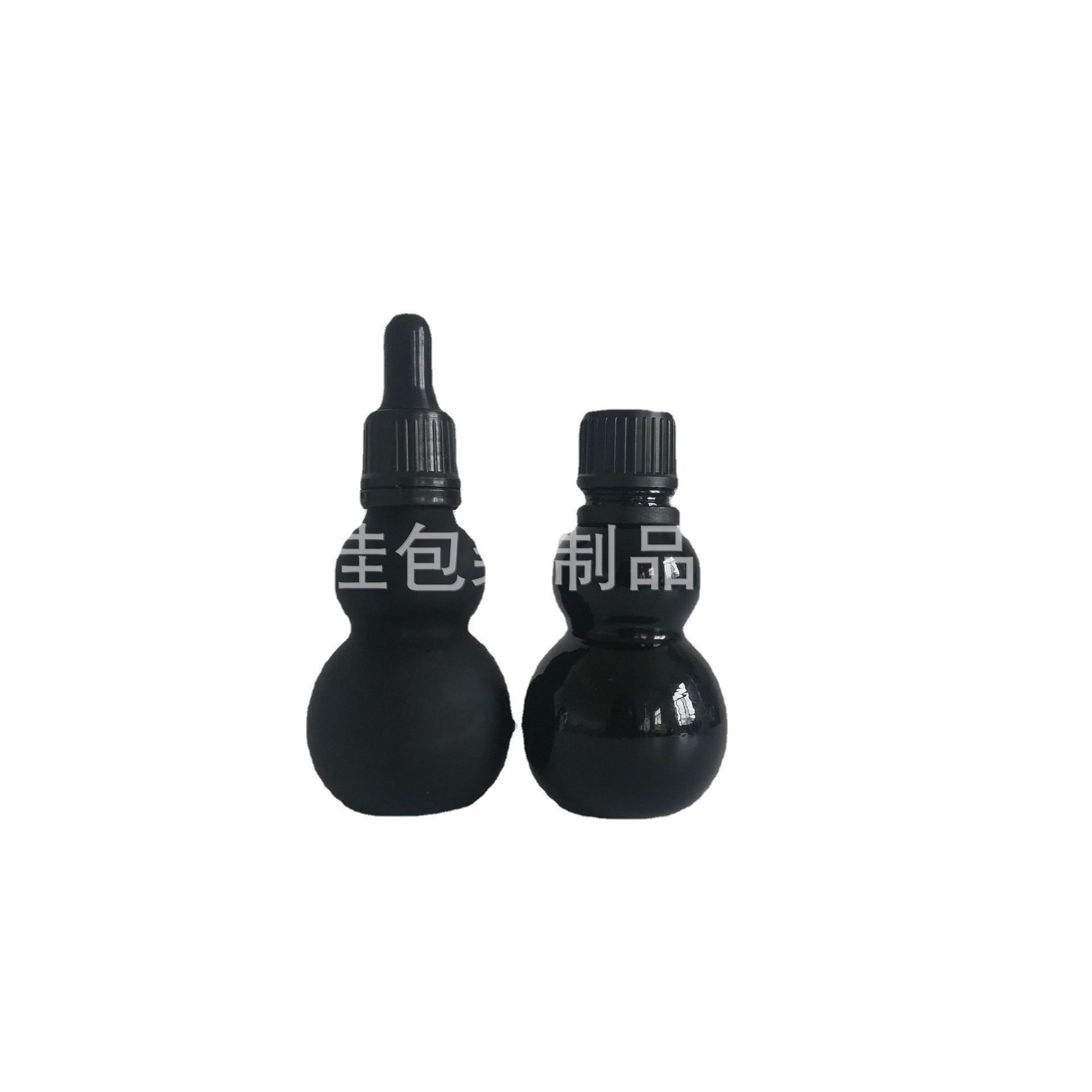 直销30ML药用玻璃瓶化妆品瓶黑色蒙砂遮光玻璃瓶 双葫芦精油瓶
