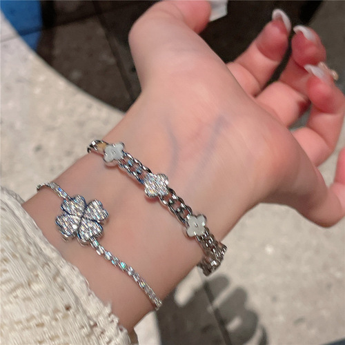 Elegant Flower Stackable Bracelet JOJOACC Light Luxury Internet Celebrity Style Hollow Natural Mother-of-Pearl Bracelet Charm Accessory