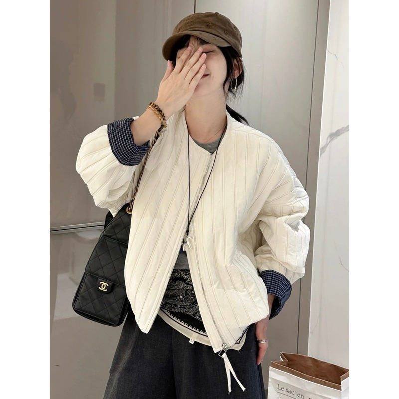 短款棒球服夹棉外套女2025秋季新款高级感小个子轻薄棉服夹克上衣|undefined