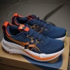 Blue white background orange label