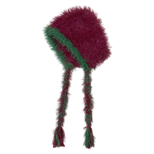 Korean ins plush velvet knitted hat with color-blocked ear protection and long beanie wool hat for autumn and winter to keep warm Lei Feng hat and cold hat trend