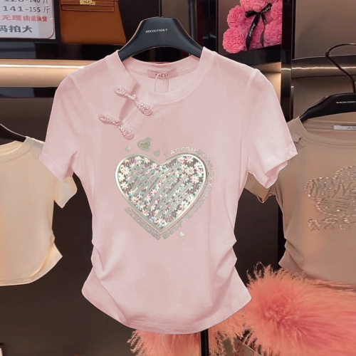 New Chinese Style National Wind Disc Button Stylish Youthful Upgraded Women's 2025 Summer Design Focused Minority White Short Sleeve T-shirt