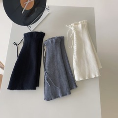 秋冬季灰色袜套女小众绑带设计感纯色微喇堆堆腿套奶白小腿袜春秋
