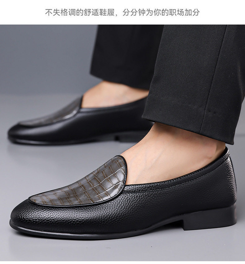 Giày lười nam da vân đá cổ trung, đế bằng, phong cách Anh, cỡ lớn — Màu nâu, màu vàng, màu xám, màu đen chi tiết 22