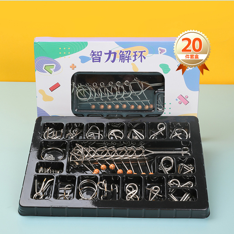 Hebilla de anillo de desmontaje de ocho piezas ABC venta al por mayor de 8 piezas de 24 piezas juego completo de nueve hebilla intelectual de juguete educativo de metal de cadena