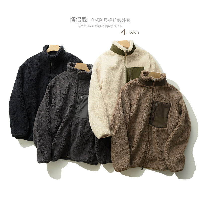 Couple's lightweight warm men's and women's faux cashmere jacket stand collar windproof jacket autumn and winter New Couple's lightweight warm men's and women's faux cashmere jacket stand collar windproof jacket autumn and winter New
