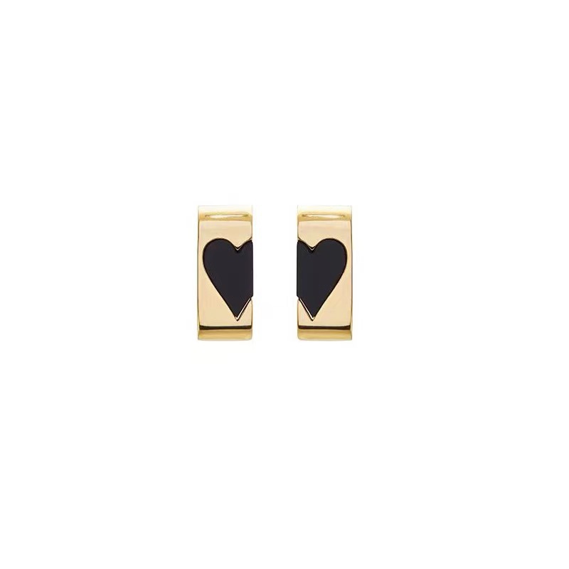 1 Pair Elegant Heart Shape Rectangle Plating 304 Stainless Steel Acrylic 18K Gold Plated Ear Studs display picture 1