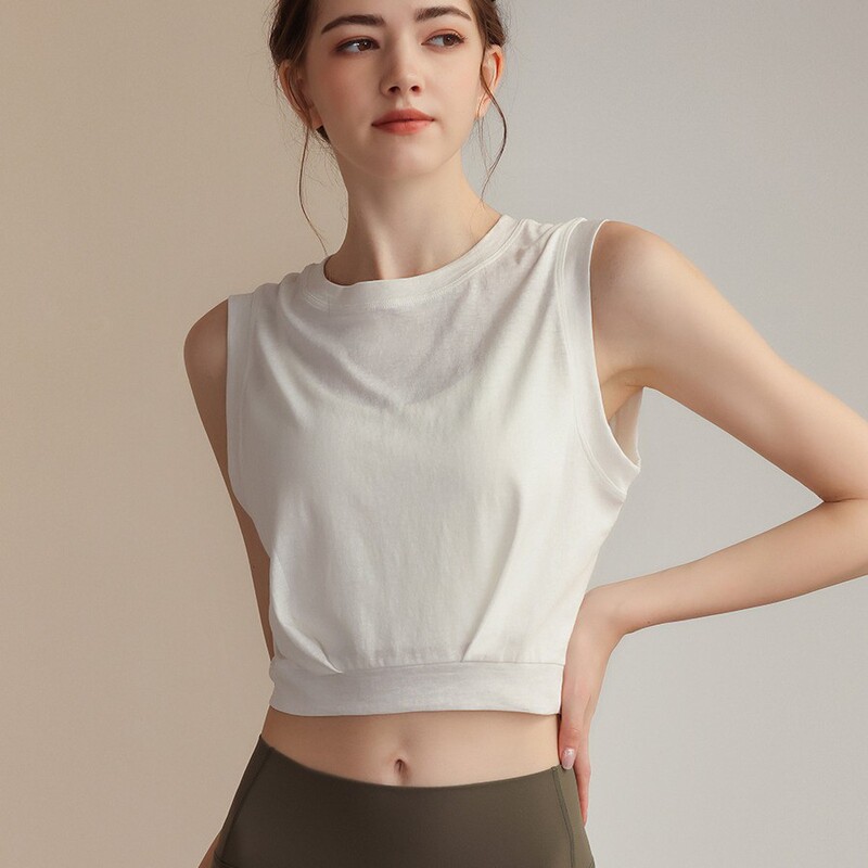 Summer new sports vest women's sleeveless loose blouse running Pilates training fitness yoga clothes top hot