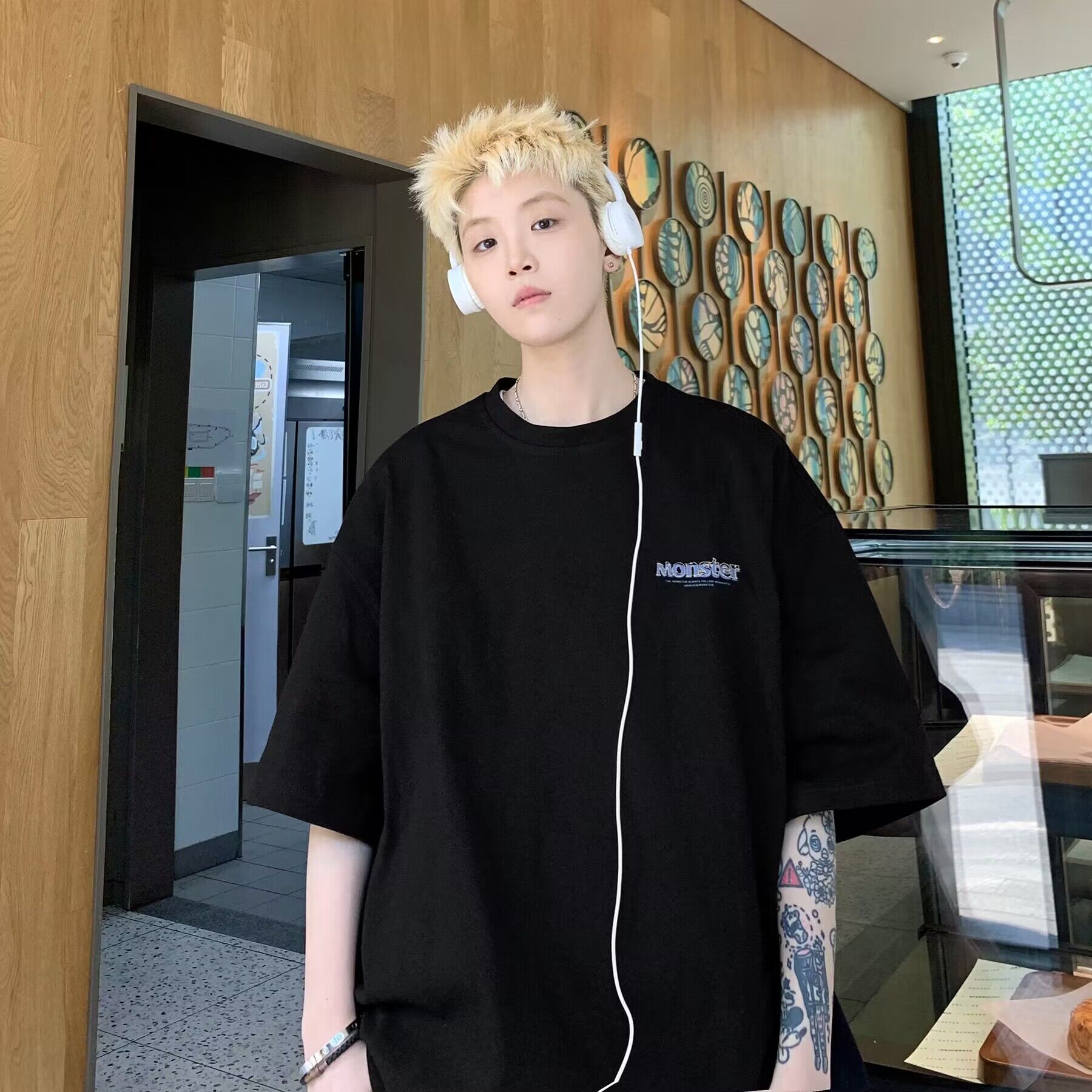 American retro T-shirt short sleeve men's summer new fashion printed fashion brand T-shirt loose casual half sleeve top